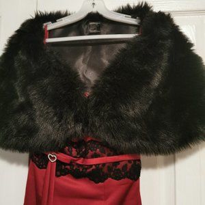 Black Faux Fur Shrug